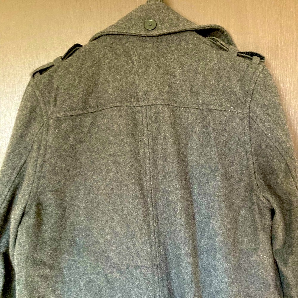 Heavy H&M winter peacoat, lined, charcoal. size Small/Medium. grey coat